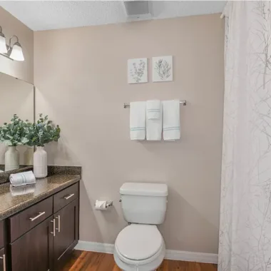 Bathroom with soaking tub and shower at Willowbrooke Apartments in Lakeland, FL